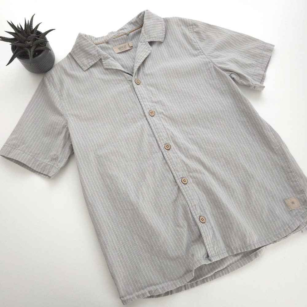 WHEAT Kids Organic Cotton Button Up Shirt size 8Y